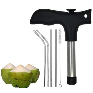 Premium Coconut Opener Stainless Steel Drill Cutter with Cleaner Stick Coconut Tool (Coconut Opener with Straw)