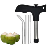 Premium Coconut Opener Stainless Steel Drill Cutter with Cleaner Stick Coconut Tool (Coconut Opener with Straw)