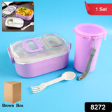 Multi-functional 1 Set Leakproof Lunch Box With Cutlery Tumbler