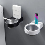 Stainless Steel Wall-Mounted Ashtray & Cigarette Lighter Storage Rack