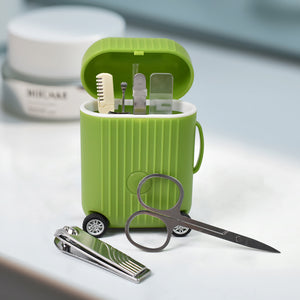 Manicure Kit Pedicure Tools For Feet Nail Clipper (8 Pcs Set With Mini 4 Wheel Suitcase Trolley)